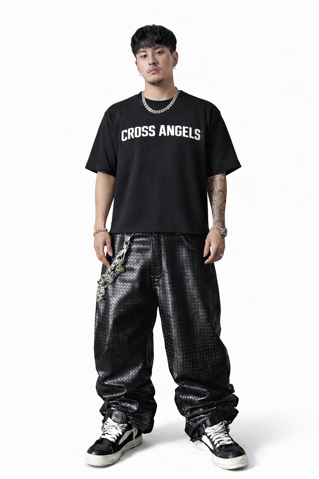 CROSS ANGELS x
HOLY SPIRIT DEPT —
Oversized Cropped Tee